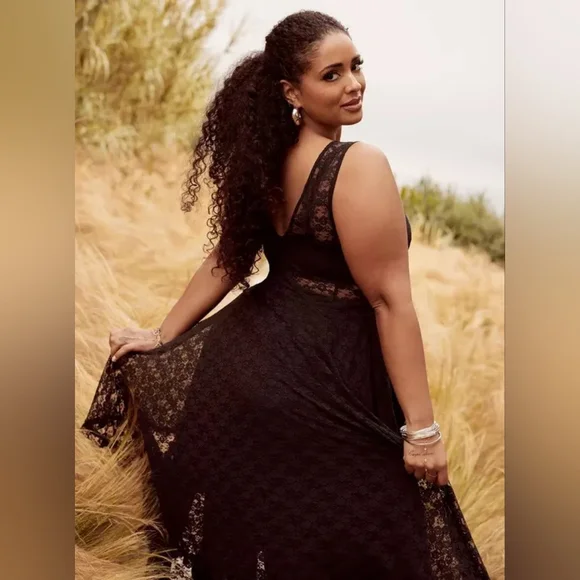 Torrid Festi Goth Boho Black Hanky Hem Lace Sheer Dress Size 3X NWT - Picture 2 of 10